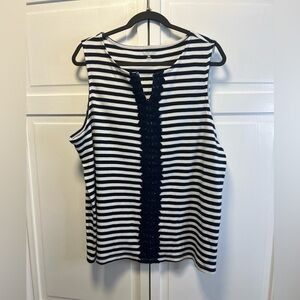 NWT Kim Rogers Navy and White Striped Tank Top Size Women’s XXL